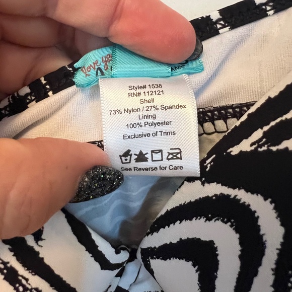 SPANX Love Your Assets Tankini Top ZEBRA Black White Push Up Ruched Swimsuit L - Picture 5 of 7